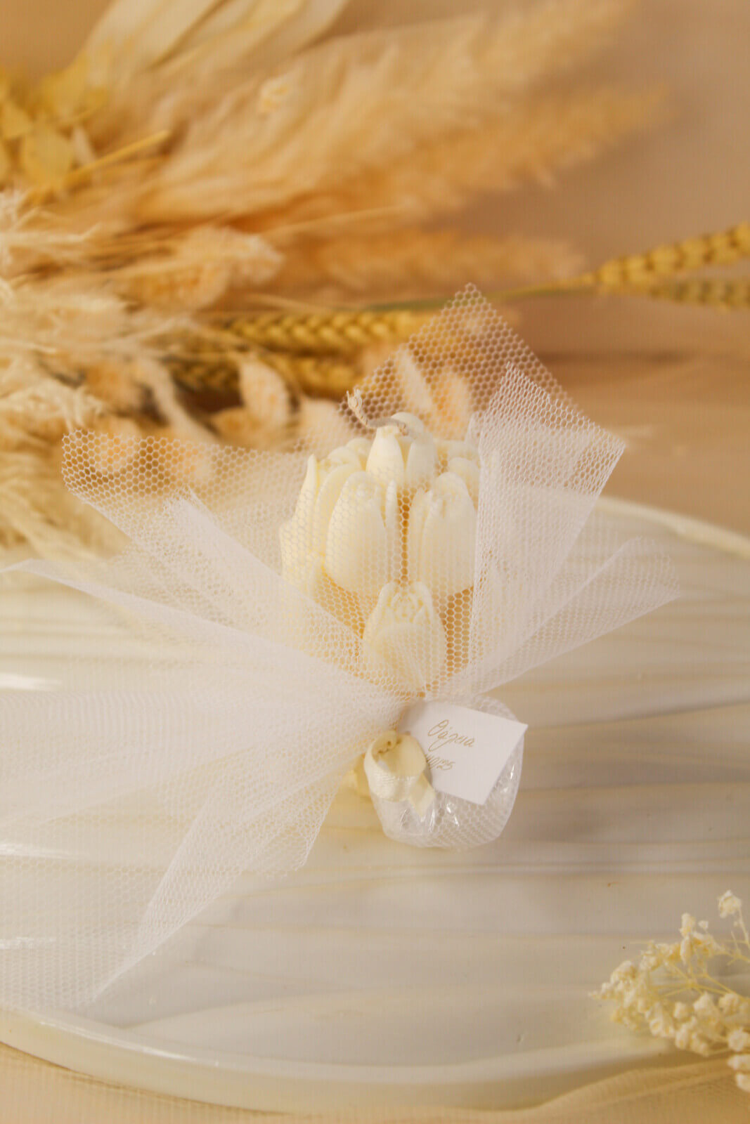 Μπομπονιέρα Γάμου Κερί – Μπουκέτο Τουλίπες