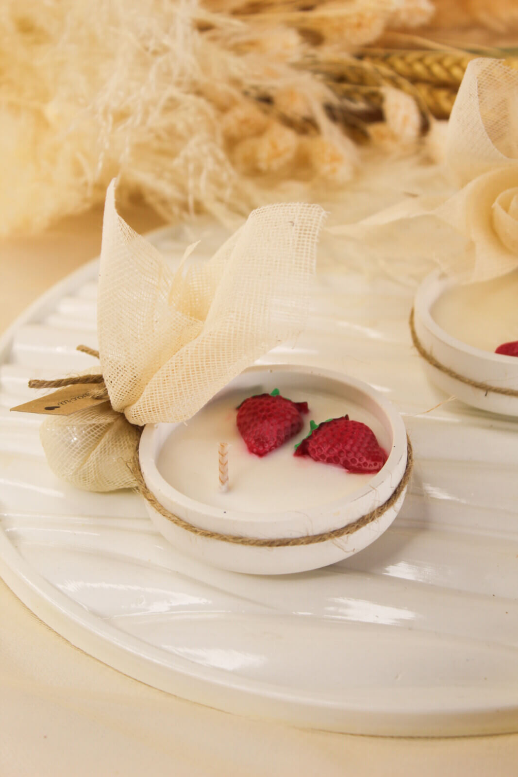 Μπομπονιέρα Βάπτισης Κερί Φράουλα