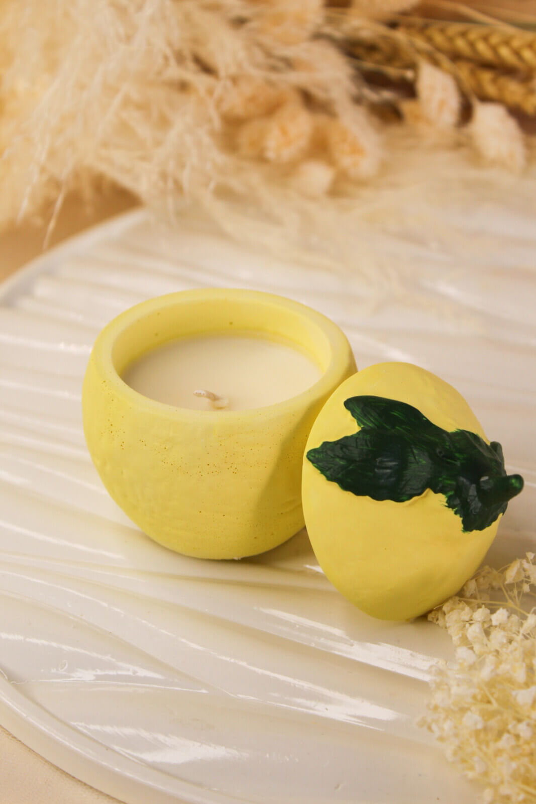 Μπομπονιέρα Βάπτισης Λεμόνι Μπιζουτιέρα ή Αρωματικό Κερί