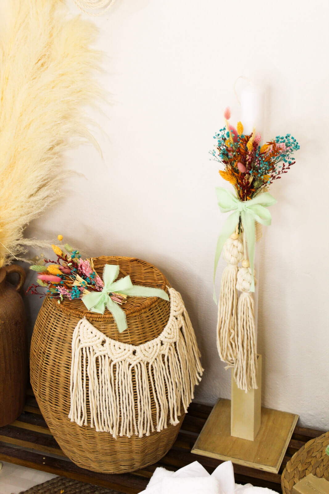 Σετ Νονού Με Οβάλ Ψάθινο Καλάθι